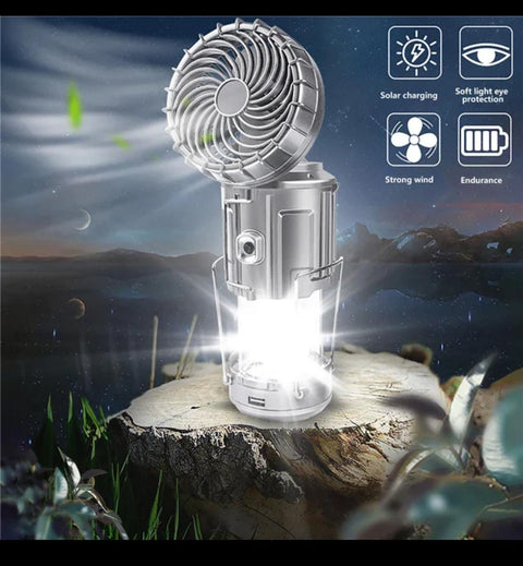 2-in-1 Portable Camping Fan with LED Light
