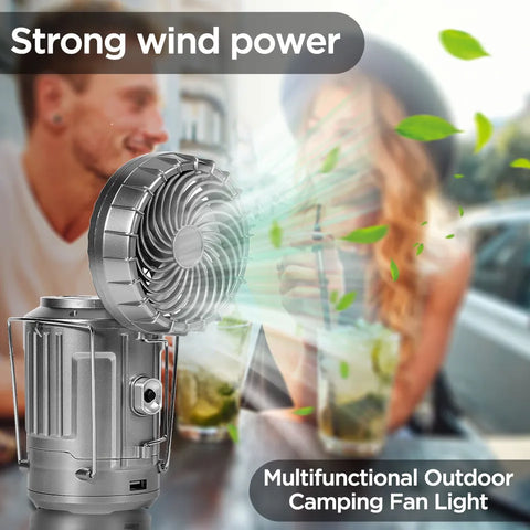2-in-1 Portable Camping Fan with LED Light