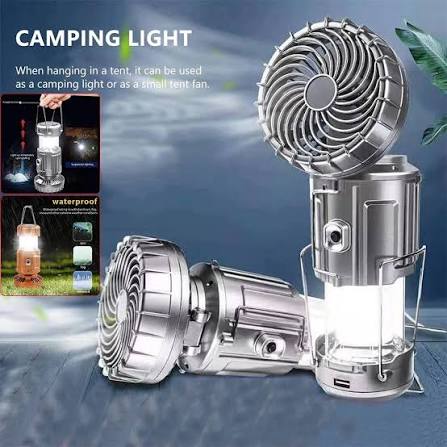 2-in-1 Portable Camping Fan with LED Light